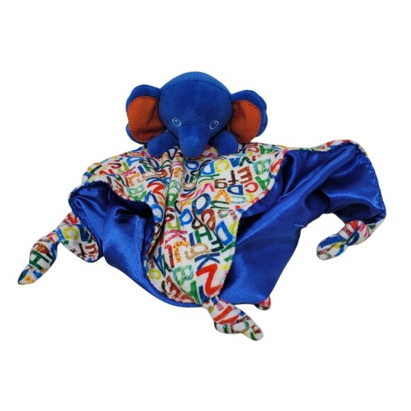 Eric Carle Lovey Security Blanket Plush Elephant Satin Blue Alphabet Lovie Nunu - Picture 1 of 5